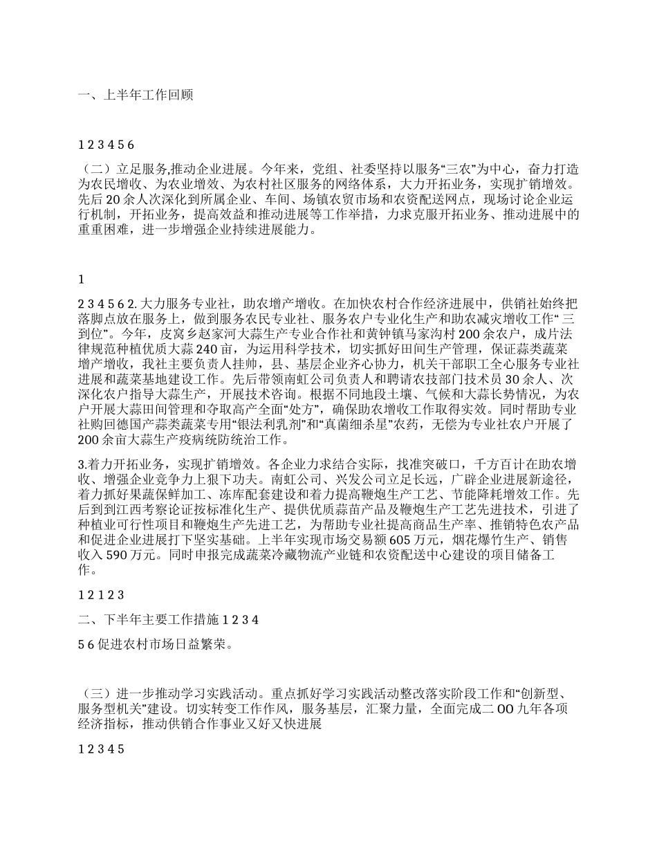 供销社二OO九年上半年工作总结_第1页