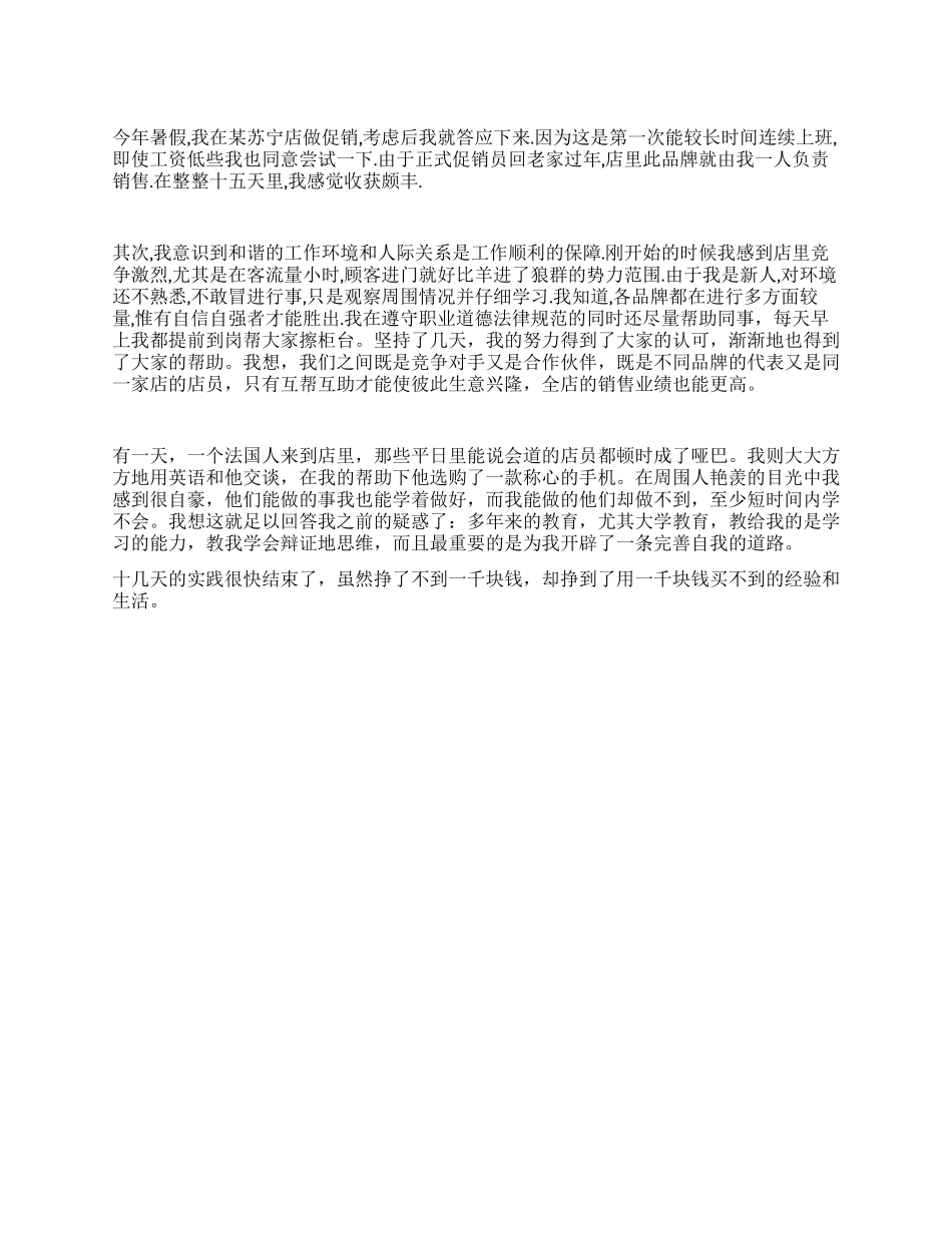 促销员实践报告_第1页