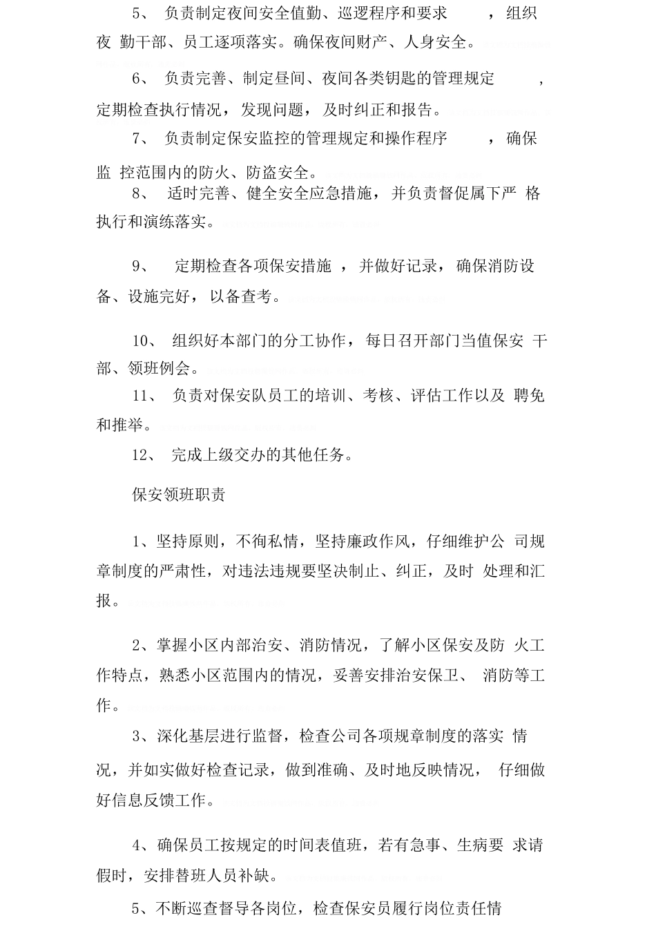 保安队长年度工作计划书_第2页