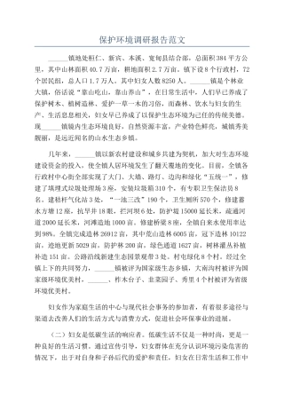 保护环境调研报告范文