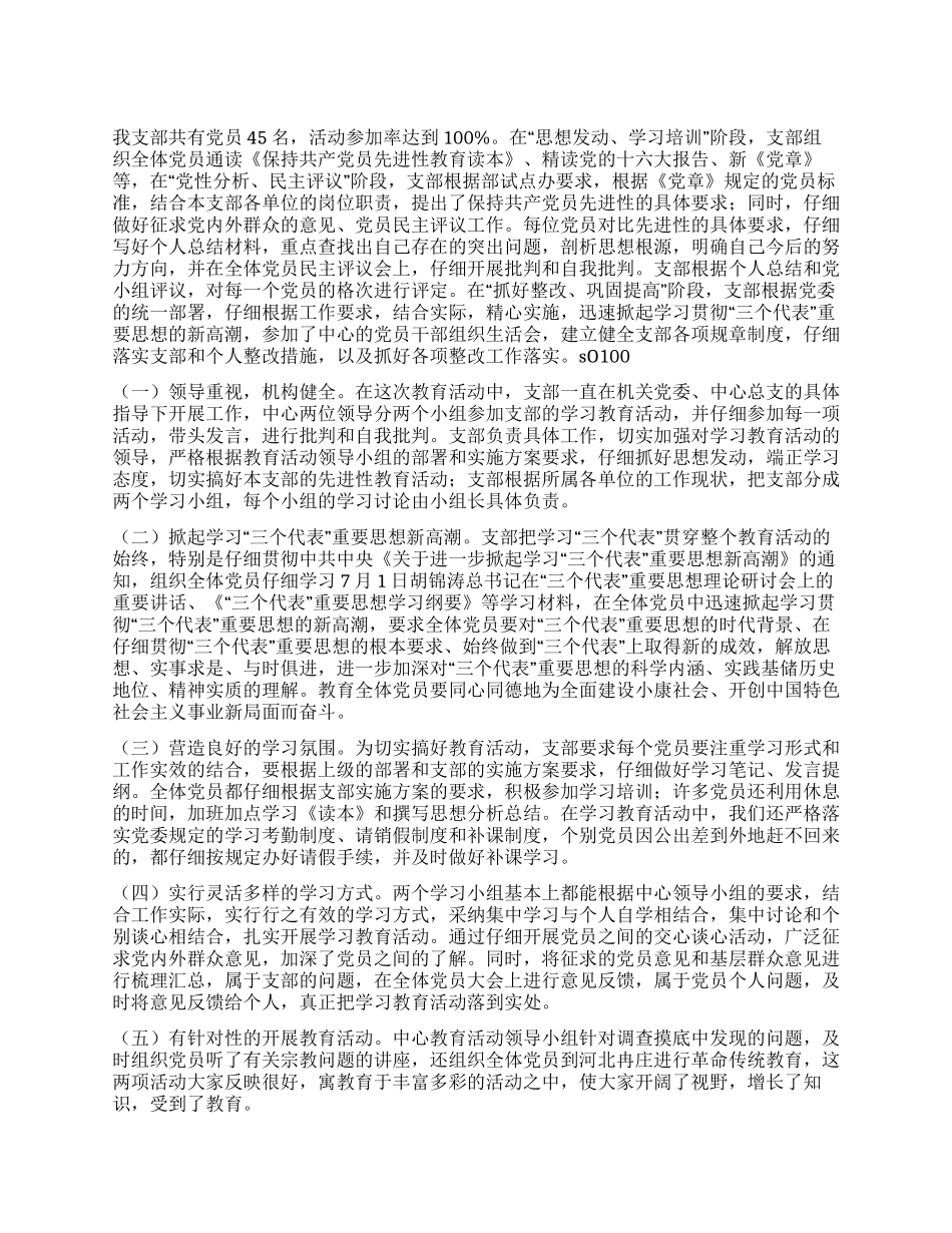 保持党员先进性教育活动总结_第1页