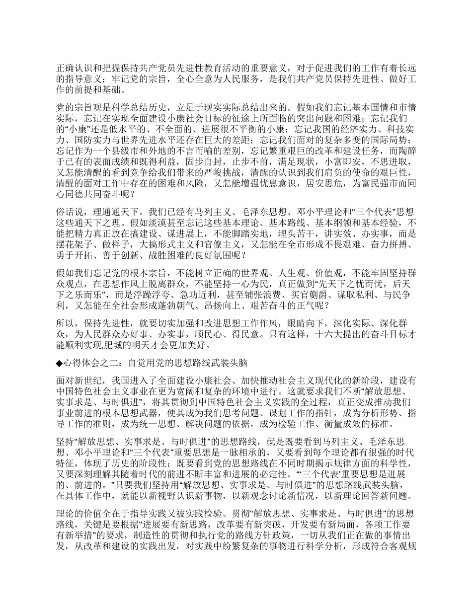 保持共产党员先进性教育心得体会(三十四)_第1页