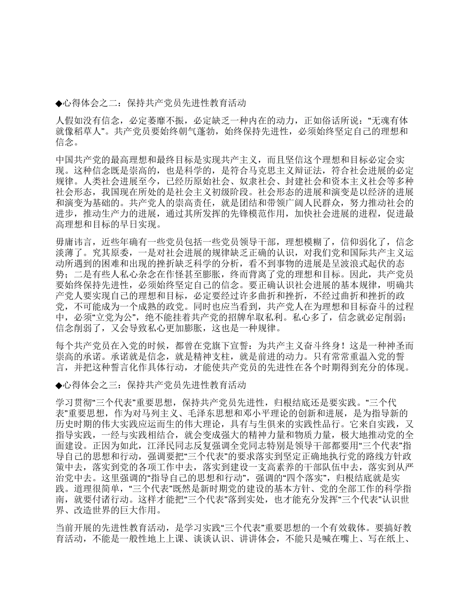 保持共产党员先进性教育心得体会(四十四)_第1页