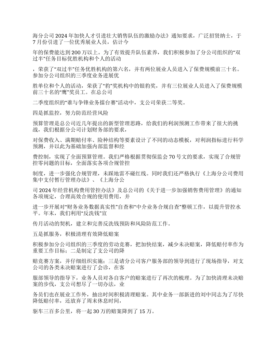 保险公司2024年工作总结和2024年工作计划_第2页