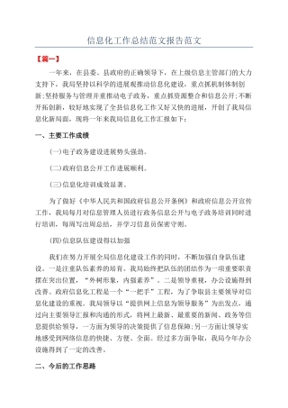 信息化工作总结范文报告范文