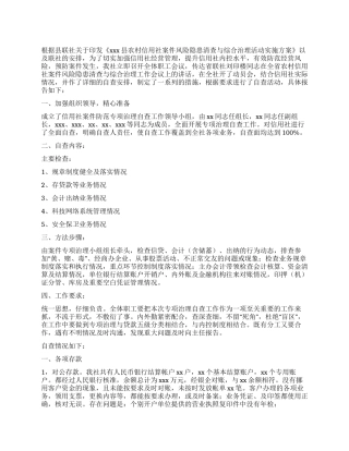 信用社关于2024年风险隐患与综合治理自查阶段总结报告