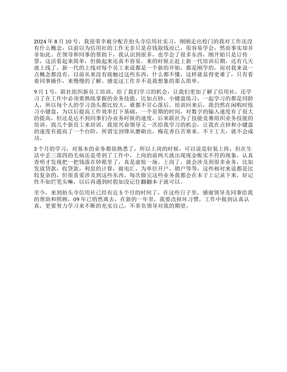 信用社实习个人工作总结范文_第1页