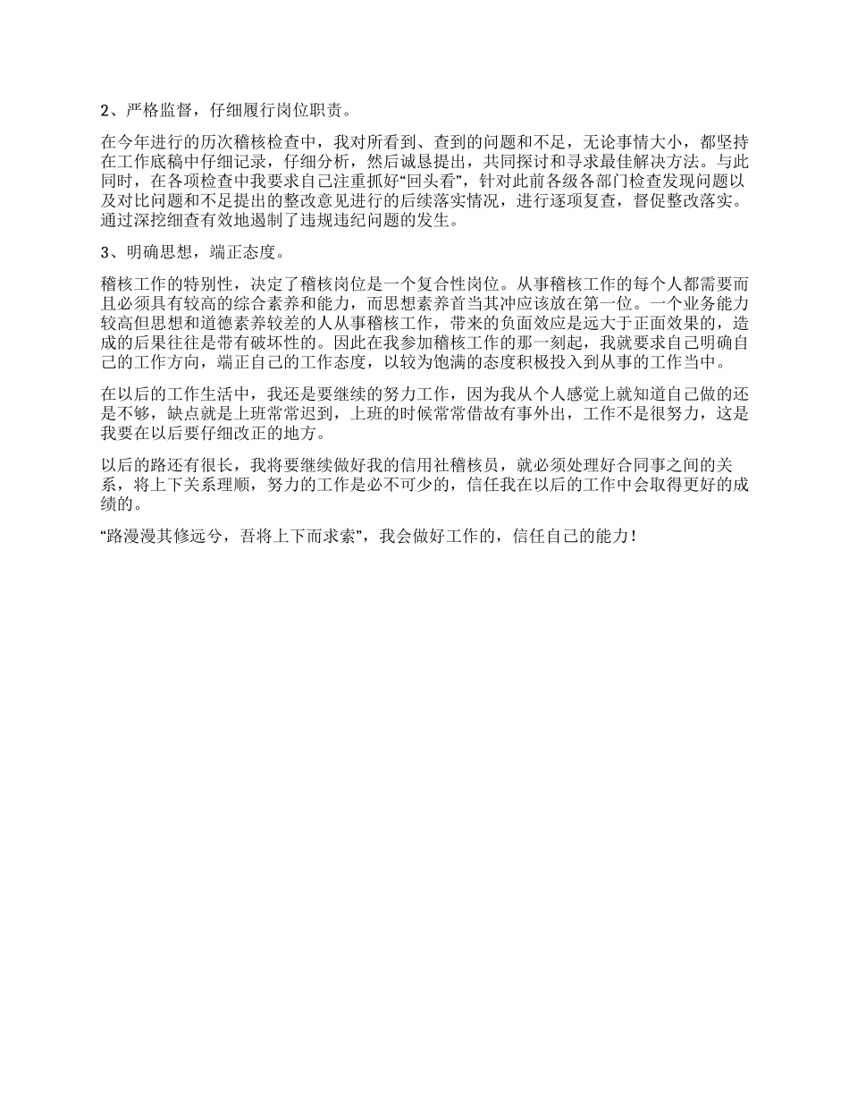 信用社稽核员年度个人总结_第2页