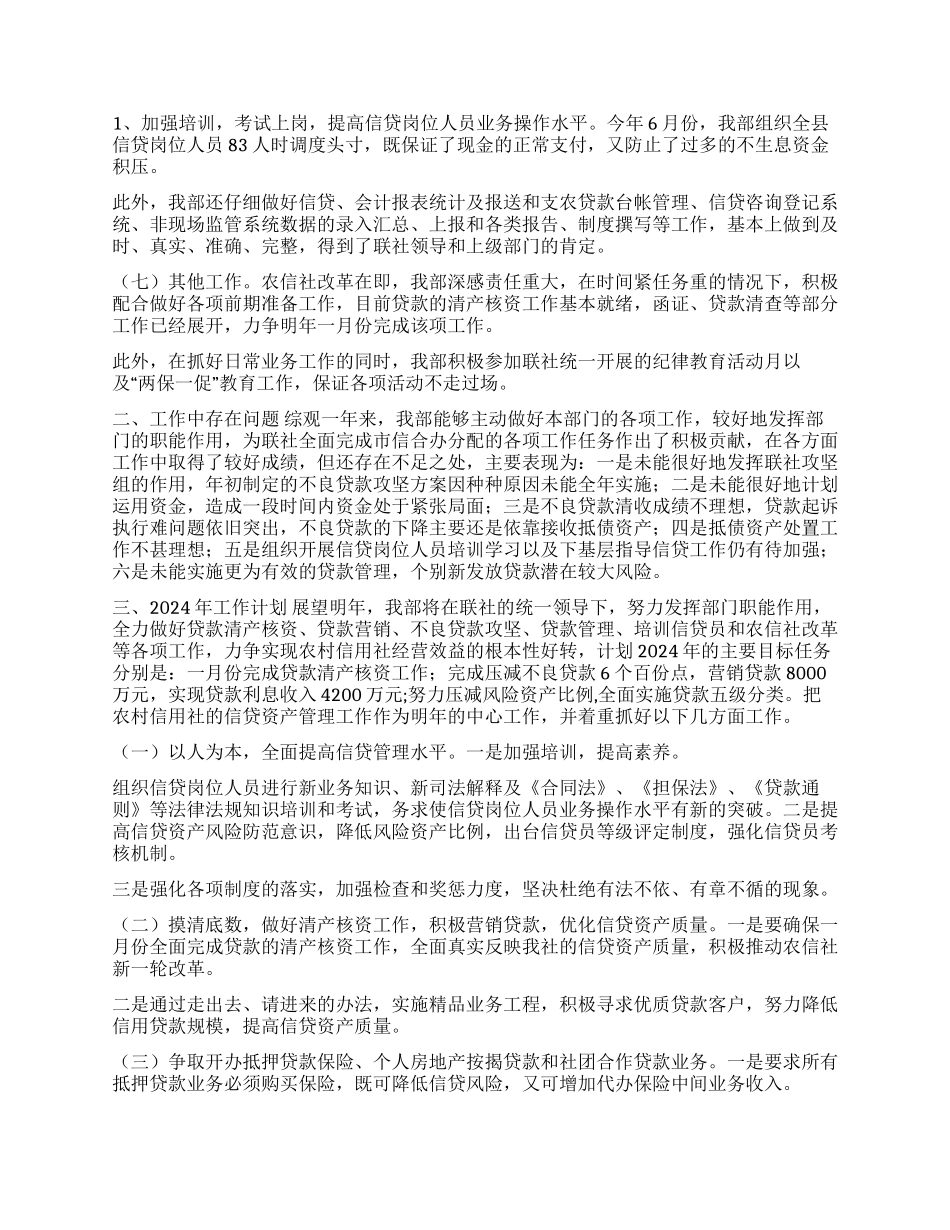 信用社资产管理部2024年度工作总结_第2页