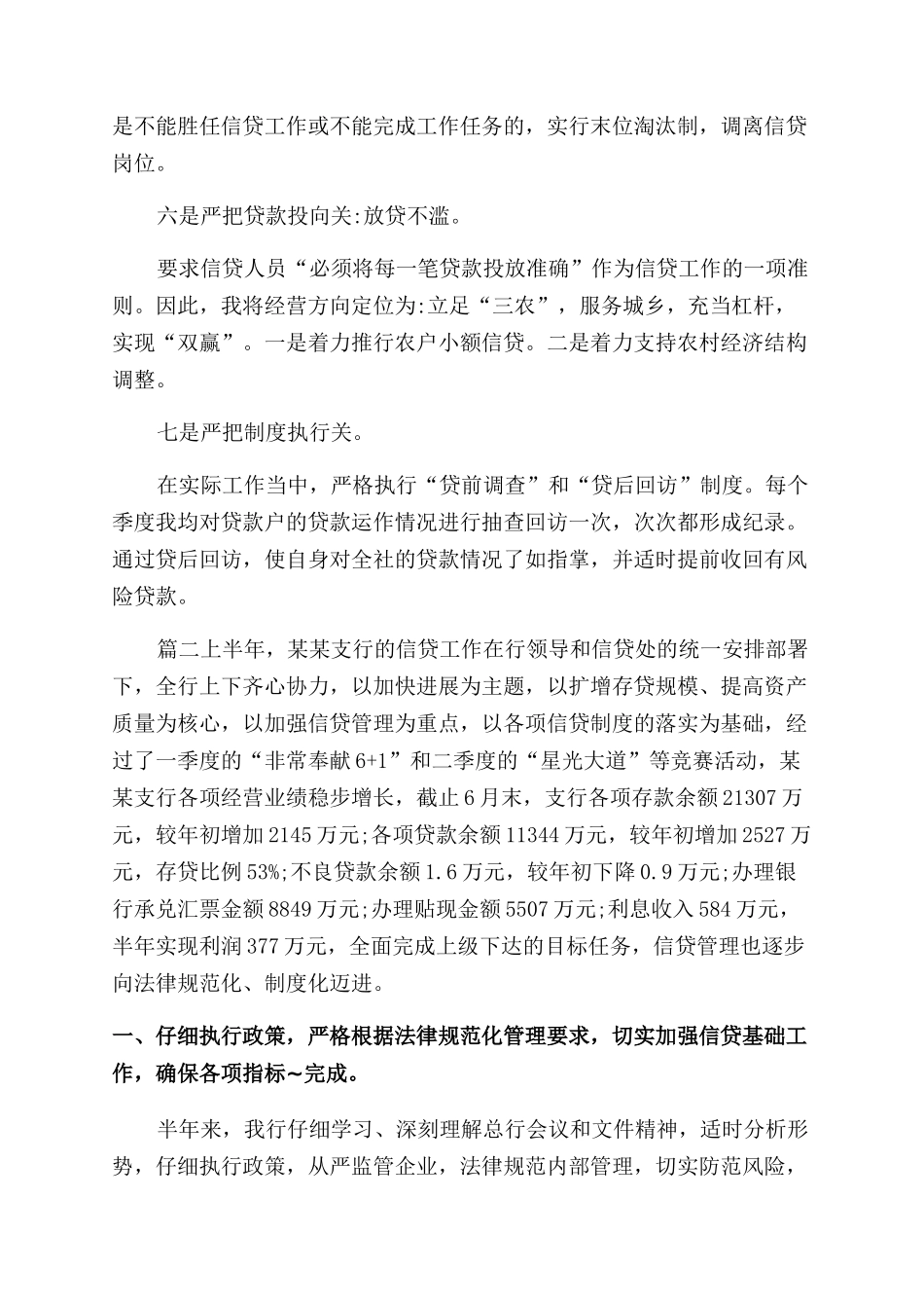 信贷客户经理工作总结范文银行信贷客户经理工作总结范文2份合集_第3页