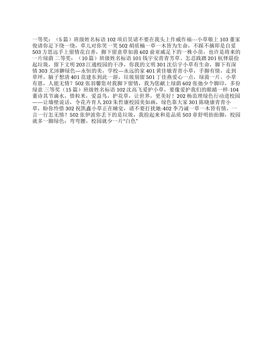 信达小学“环境保护宣传标语评选结果_第1页