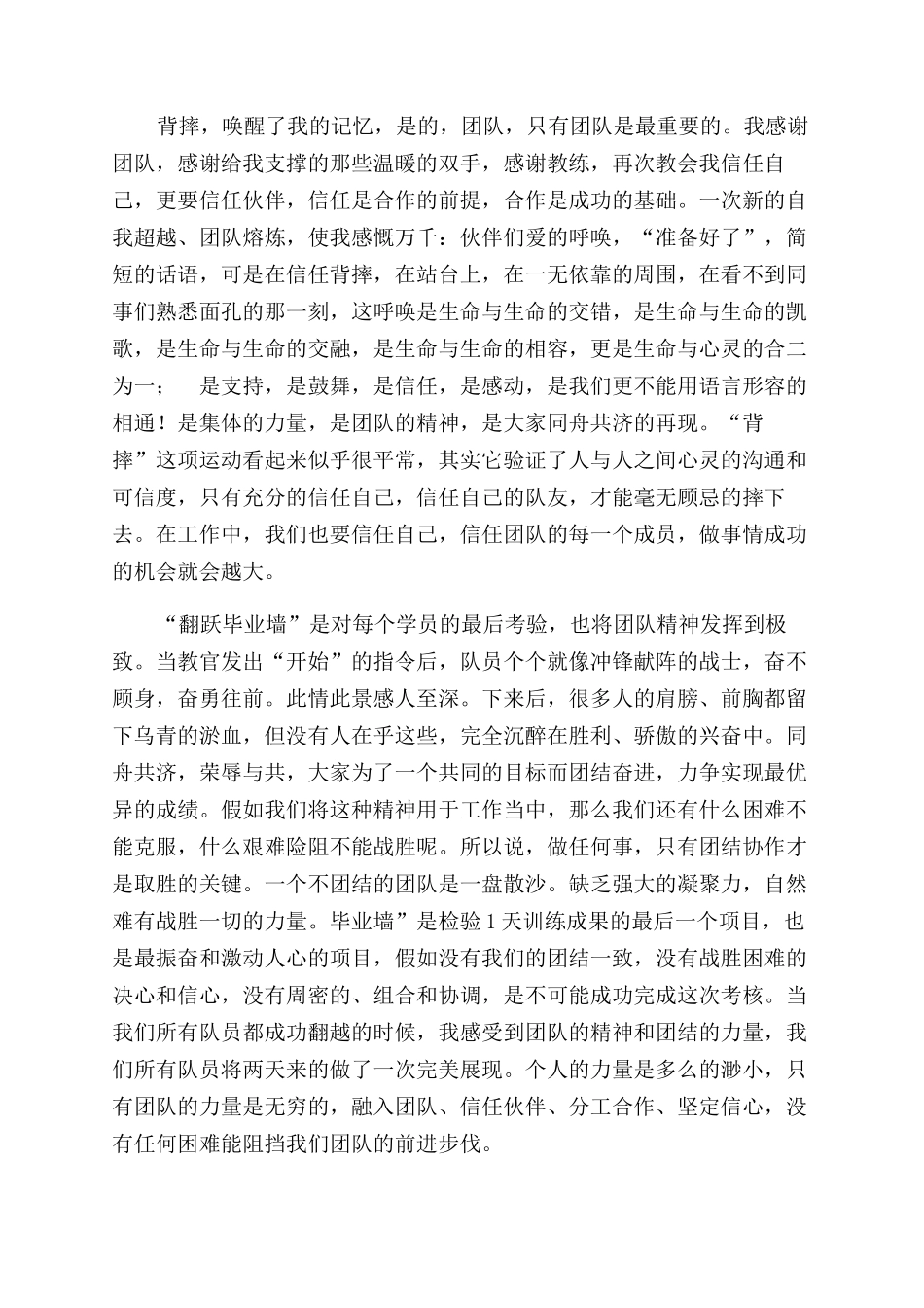 信赖团结全力以赴--拓展训练心得体会范文_第2页