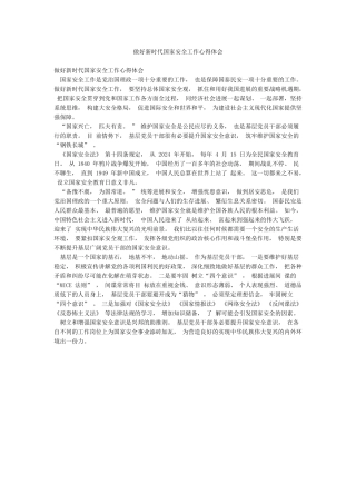 做好新时代国家安全工作心得体会