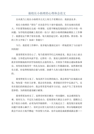 做校长小助理的心得体会范文