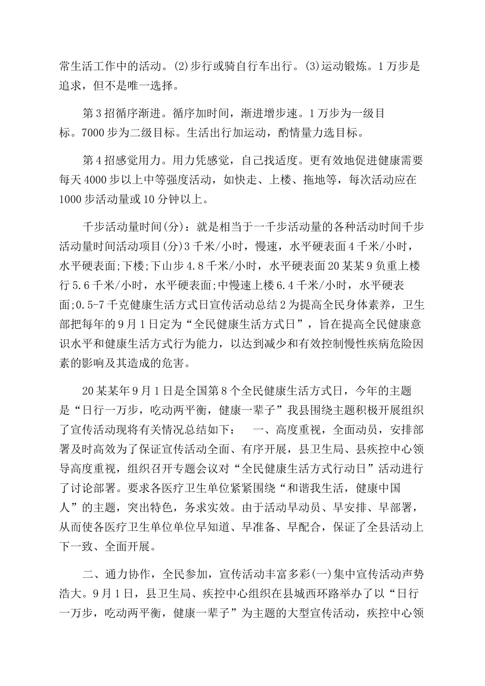 健康生活方式日宣传活动工作总结范文_第3页