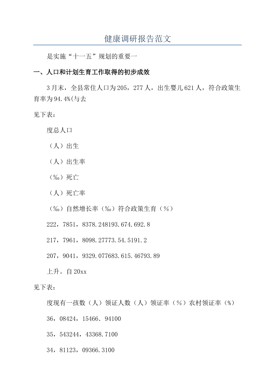 健康调研报告范文_第1页