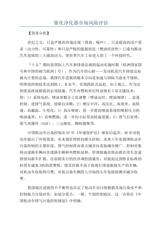 催化净化器市场风险评估