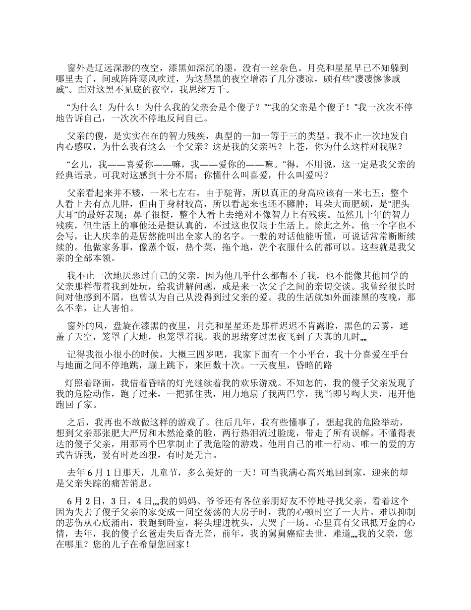 傻子父亲优秀作文_第1页