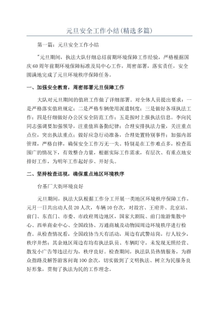 元旦安全工作小结