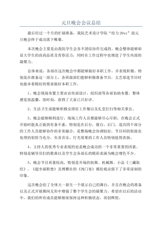 元旦晚会会议总结