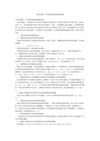 元素金属性非金属性强弱的判断依据