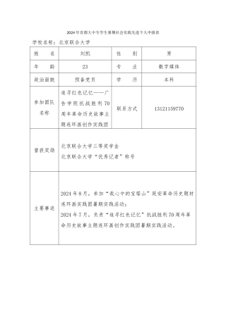 先进个人申报表