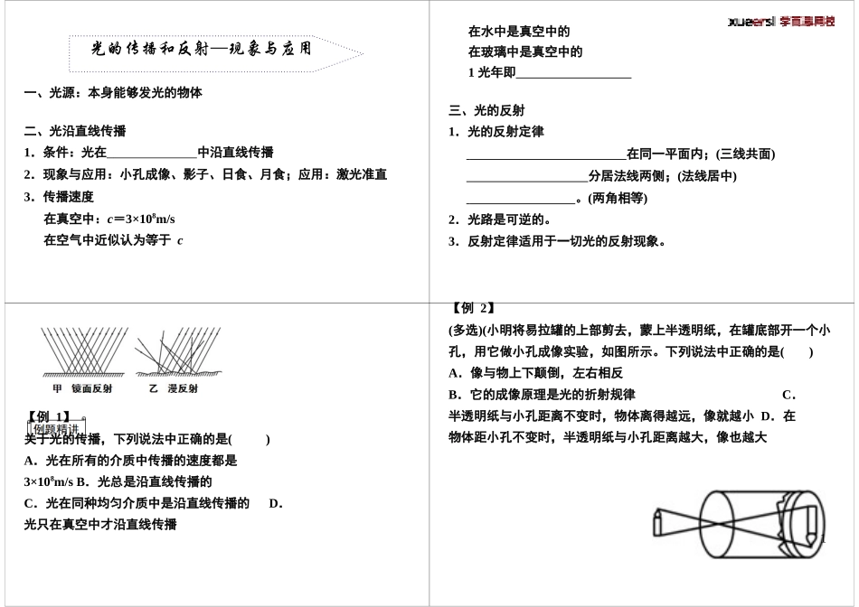 光的传播和反射—现象与应用_第1页