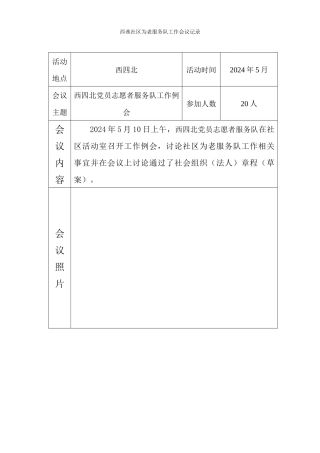 党员志愿者服务队工作会议记录