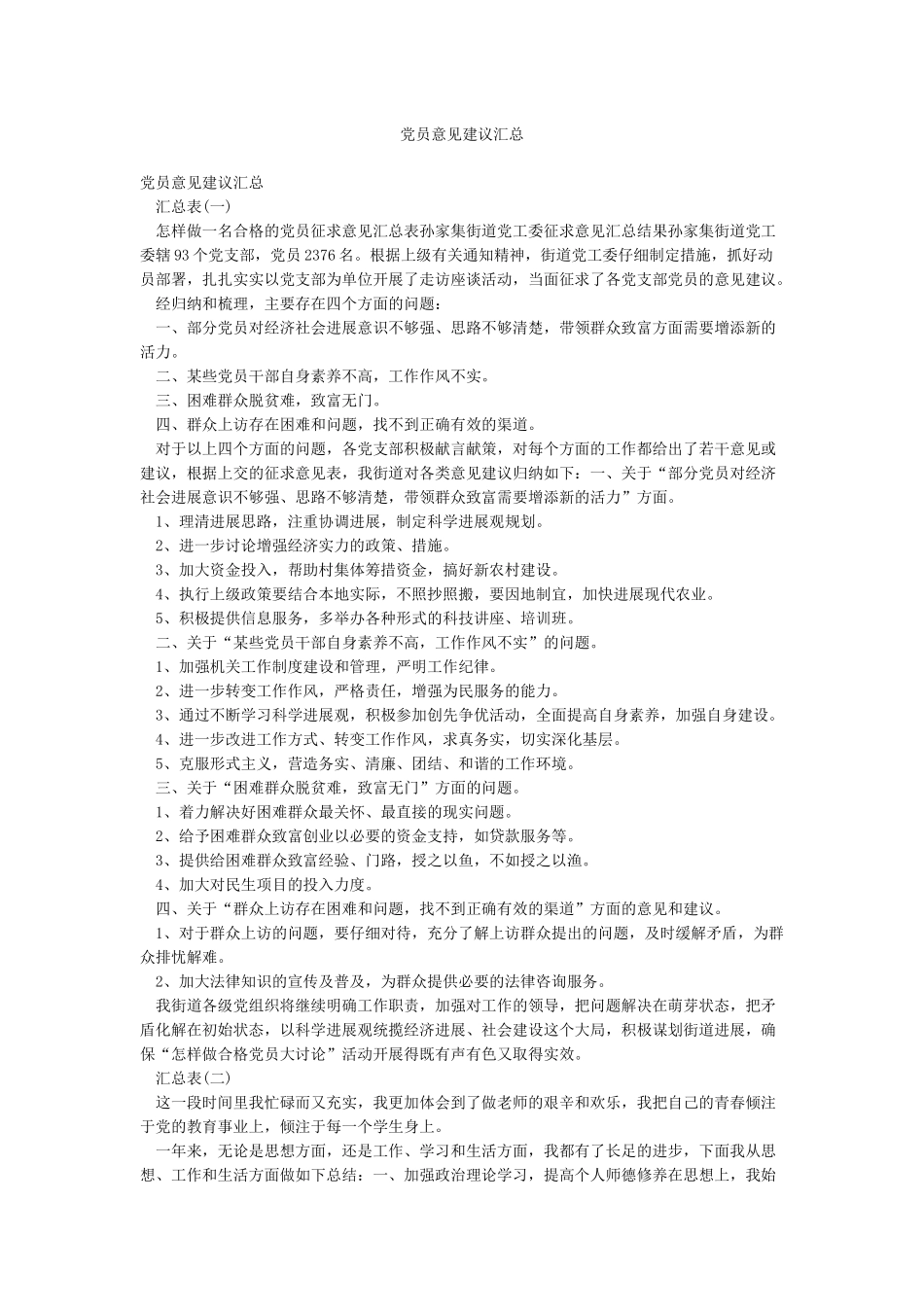 党员意见建议汇总_第1页