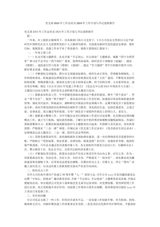 党支部2024年工作总结及2024年工作计划与书记述职报告