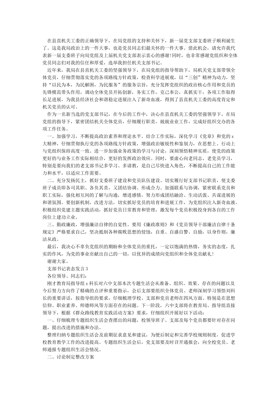 党支部书记表态发言-党支部书记述职后的表态发言_第3页