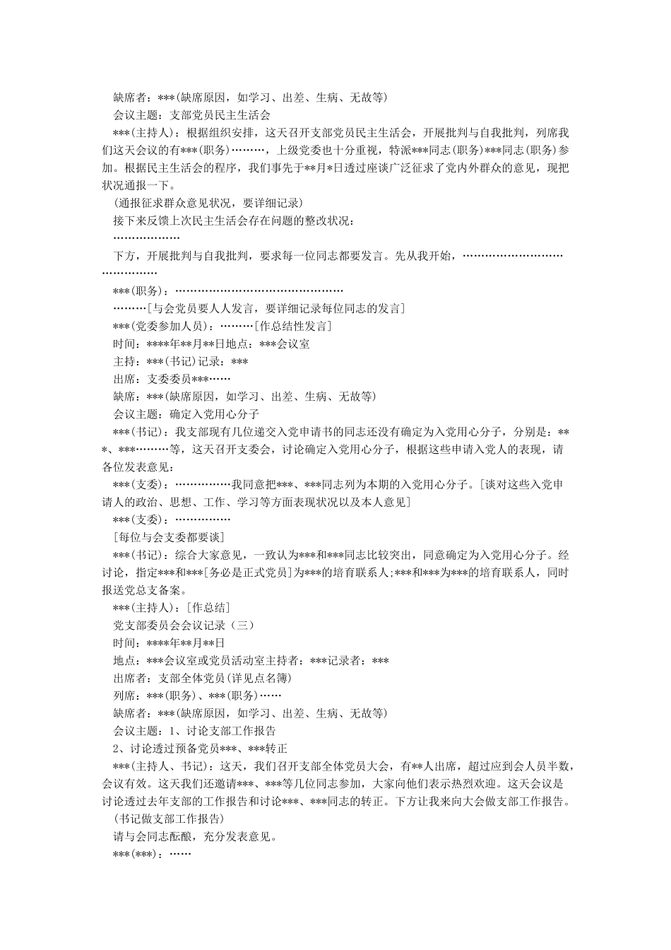 党支部委员会会议记录_第3页