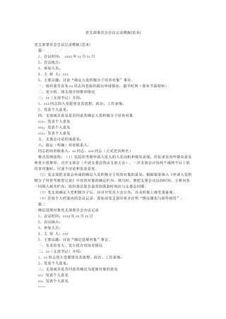 党支部委员会会议记录模板