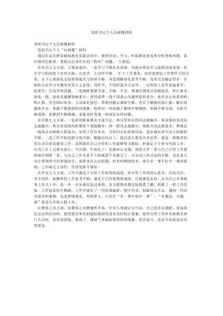 党组书记个人自画像材料