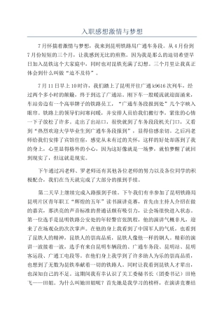 入职感想激情与梦想