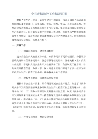 全县疫情防控工作情况汇报
