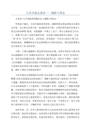 公务员励志演讲——翅膀与黄金