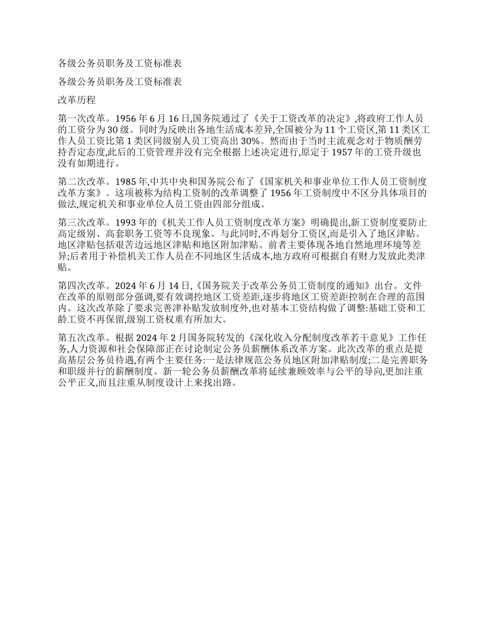 公务员职级结构及工资标准表工作报告_第2页