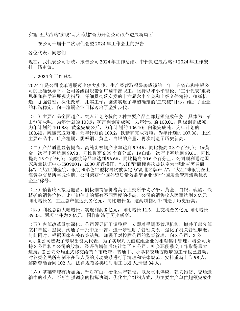 公司2024年行政工作报告_第1页