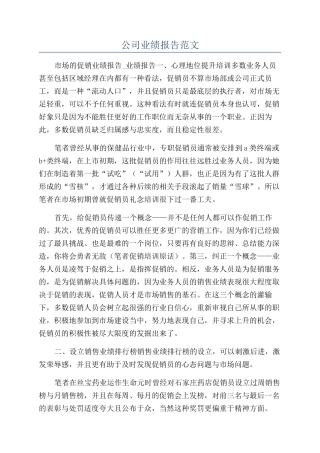 公司业绩报告范文