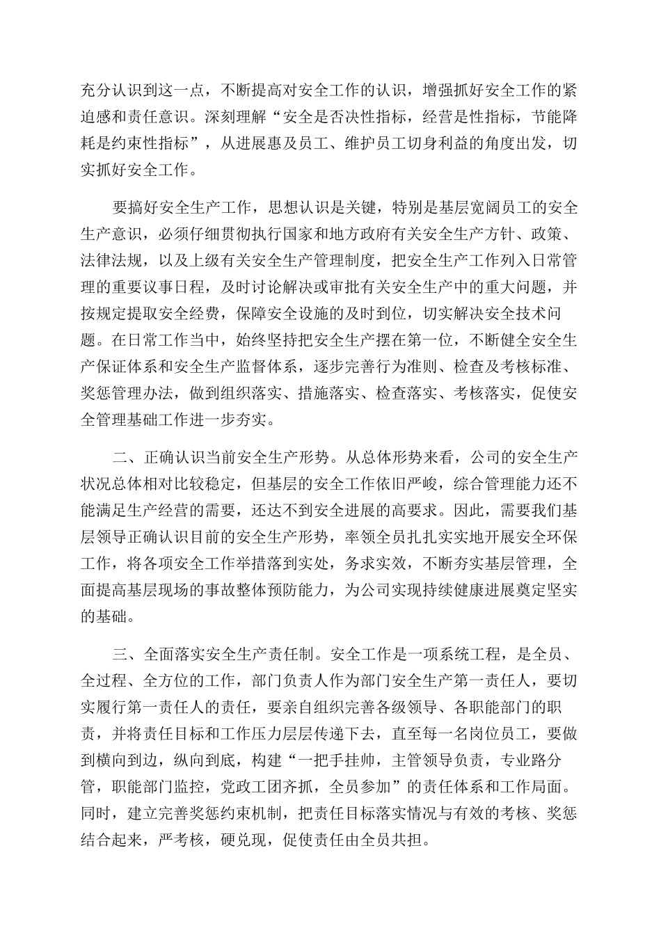 公司中层安全生产工作心得体会范文研讨发言_第2页