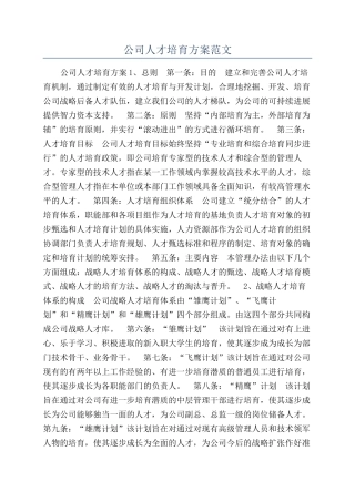 公司人才培养方案范文