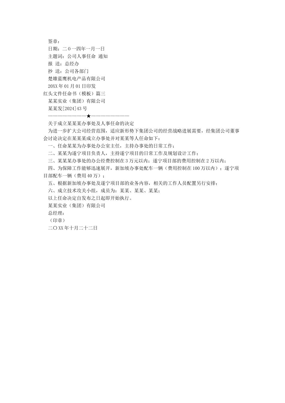 公司任职红头文件范文-任命书红头文件的格式范本_第2页