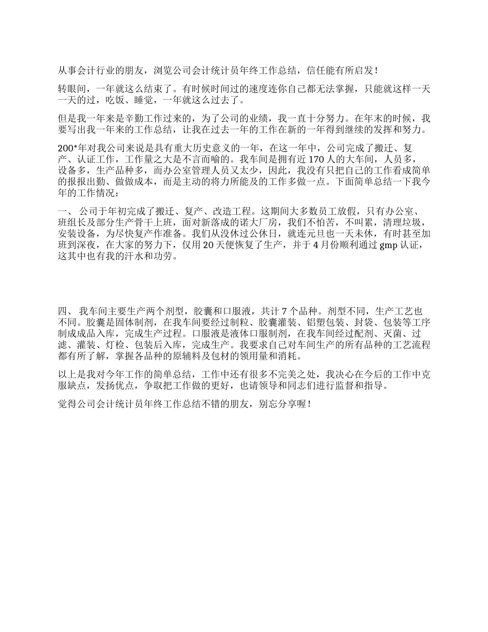 公司会计统计员年终工作总结_第1页