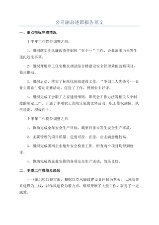 公司副总述职报告范文