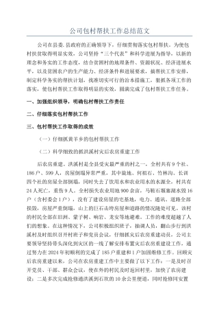 公司包村帮扶工作总结范文