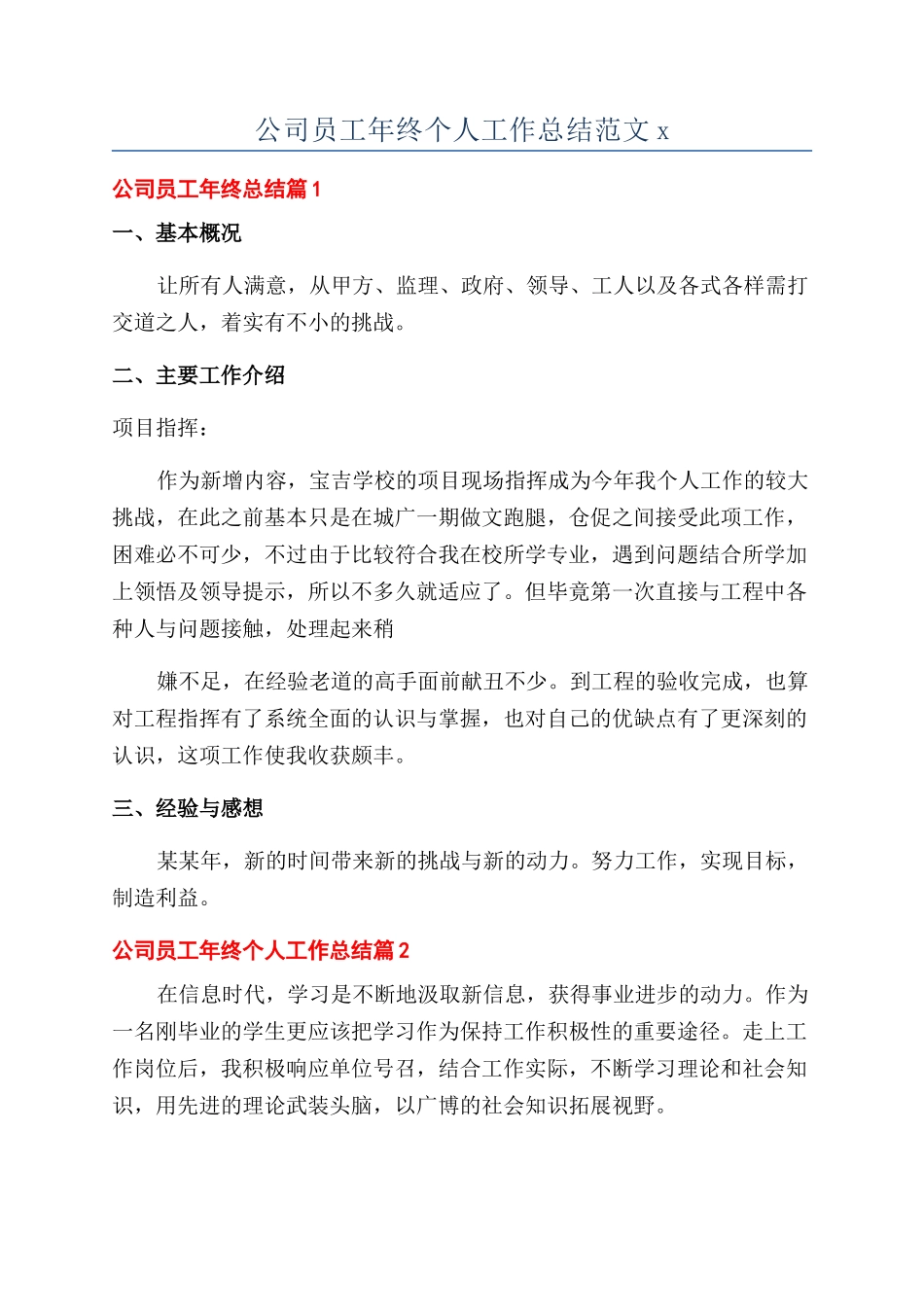 公司员工年终个人工作总结范文x_第1页