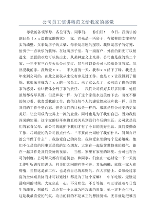 公司员工演讲稿范文给我家的感觉