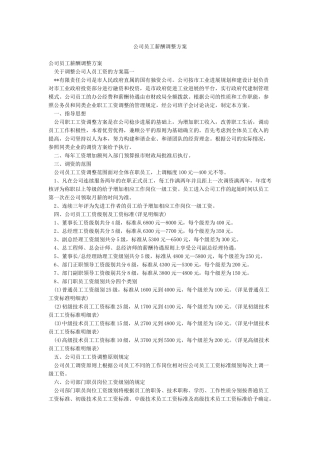 公司员工薪酬调整方案