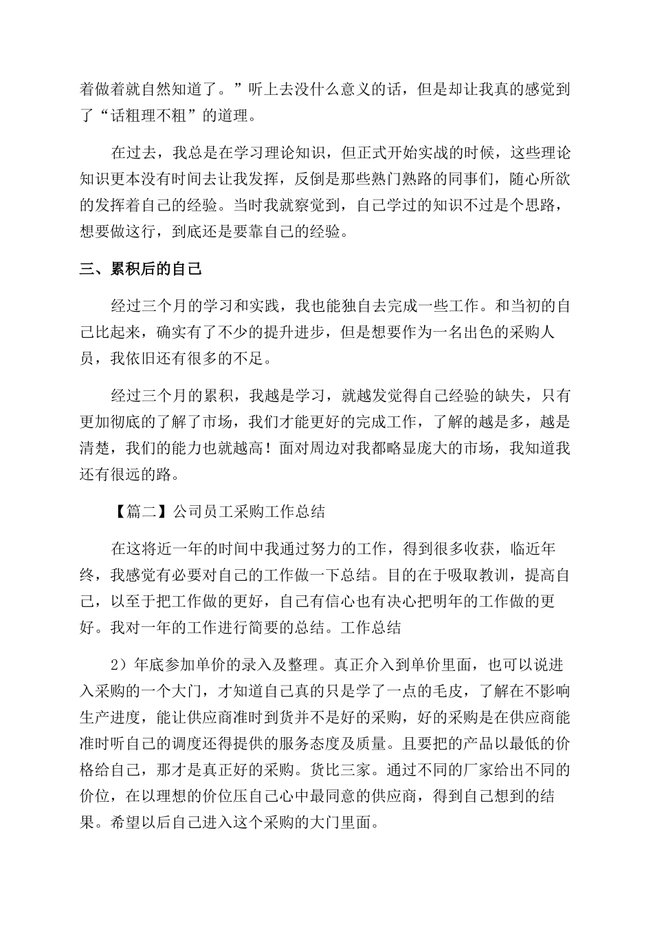 公司员工采购工作总结范文集萃_第2页